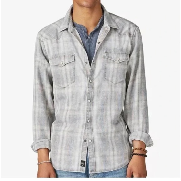 Lucky Brand Other - Lucky Brand - Men's Sugar Wash Plaid Western Long Sleeve Shirt - XL